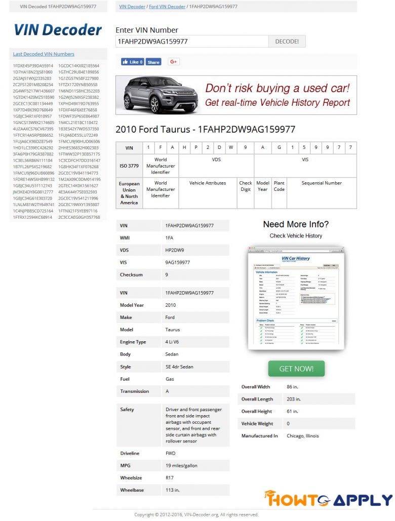 شماره شناسایی ماشین (VIN) How To Apply